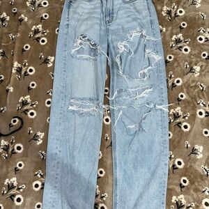 American Eagle Outfitters Blue Distressed Boyfriend Jeans
